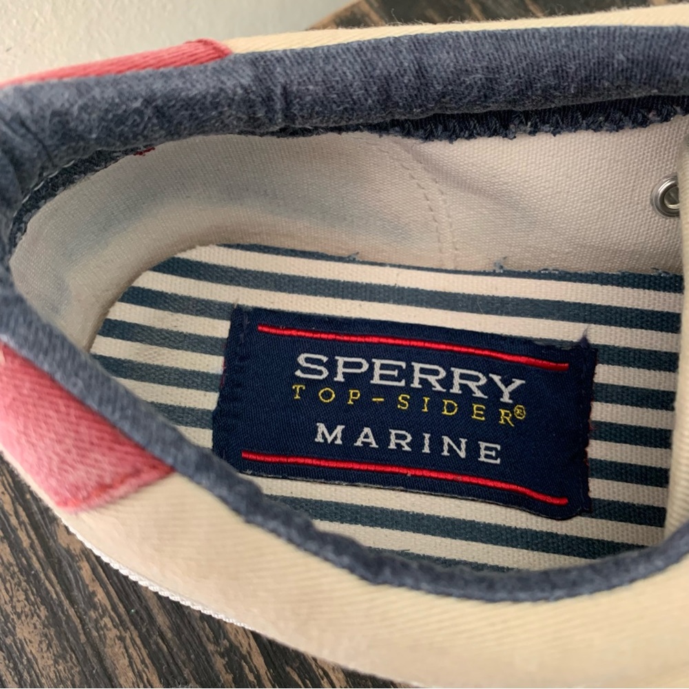 Sperry ⛵️ Top Sider Marine Lace Up Boat Shoes 12M Tan Navy Maroon - Picture 5 of 11